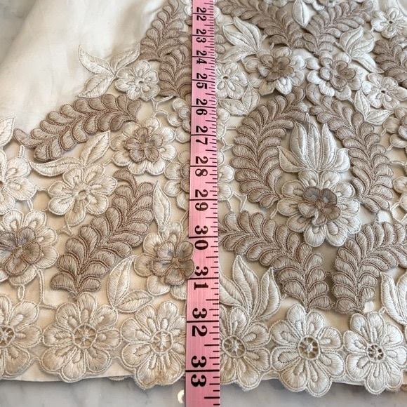 Vintage cream|taupe tonal embroidered mini dress with slight A-line size S/M - Picture 12 of 12